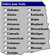 U.S. States as Radiobuttons