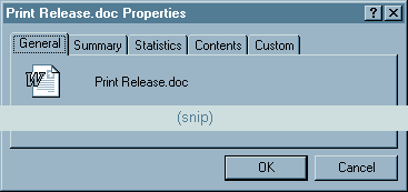 Word 95 Properties Dialog